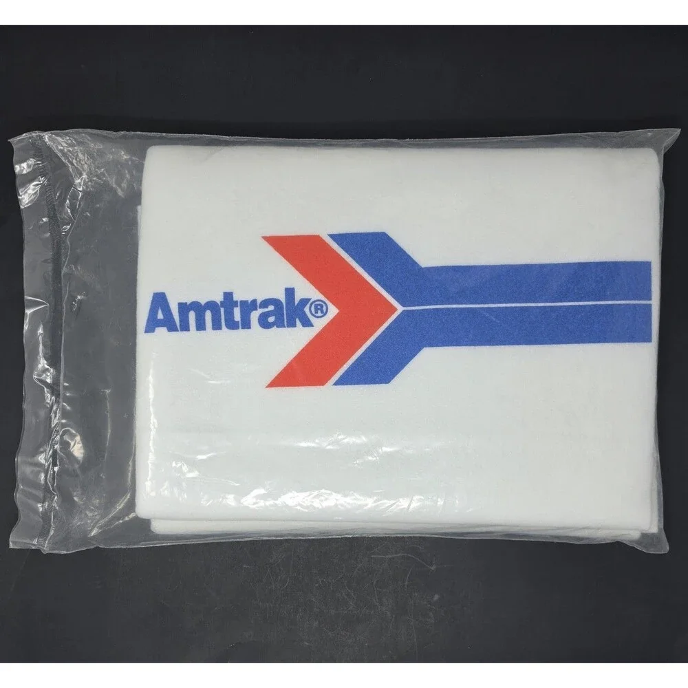 Vintage AMTRAK Souvenir Blanket All Aboard Railroad 50x60 FR Made In USA NEW